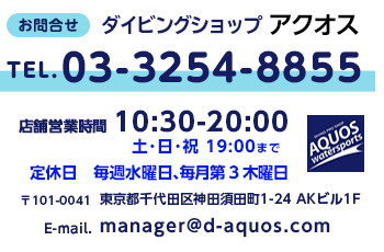ダイビングショップ アクオス東京神田 問合せ